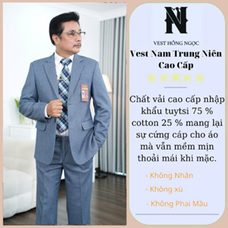 Bộ Vest Trung Niên Cao Cấp , Vest Nam Đẹp Phom Dáng Lịch Sự Sang Trọng Tặng Kèm Cavat