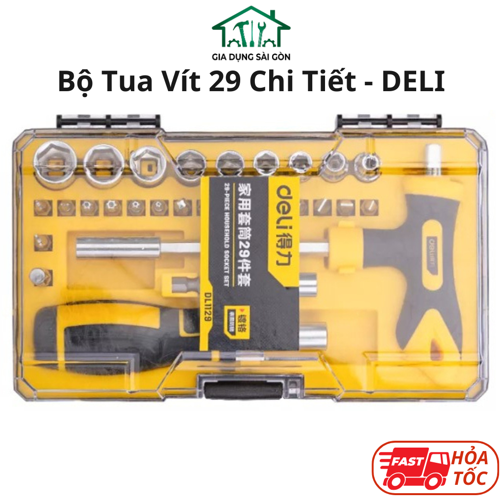 𝐃𝐞𝐥𝐢 - Bộ Tua Vít Deli Cao Cấp 29 Chi Tiết Đa Năng Vặn Ốc Vít, Bu Lông - Phù Hợp Sửa Chữa Vật Dụng, 