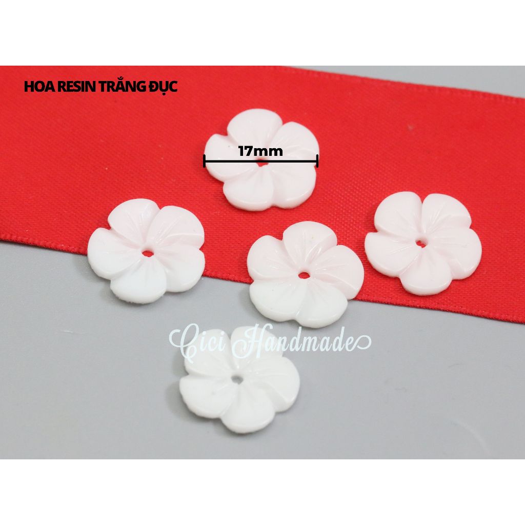 Túi 20 Hoa resin trắng sứ nguyên liệu hoa tai DIY phụ kiện tóc trang Cici Handmade nguyên liệu handm