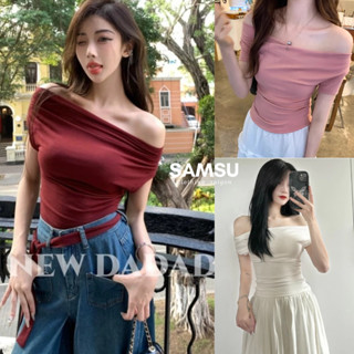 Áo Kiểu Trễ Vai Nữ Phong Cách Tiểu Thư LENOGI Thanh Lịch Chất Thun Tăm Lạnh Co Dãn Dễ Phối Đồ Samsu.clothing_saigon