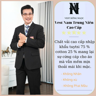 Bộ Com Lê Thương Hiệu Hồng Ngọc Cao Cấp, Vest Nam Trung Tuổi Chất Liệu Nhập Khẩu
