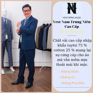 Bộ Vest Hồng Ngọc Trung Niên, Comple Nam Cao Cấp Chất Liệu Nhập Khẩu