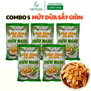 Combo 5 gói Mứt dừa khô sấy giòn Hữu Nghị - Đặc sản Bến Tre ( 275g x 5 )