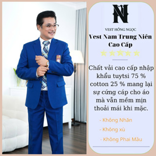 Bộ Com Lê Nam Trung Niên, Vest Trung Tuổi Nam Cao Cấp Phom Dáng Lịch Sự Sang Trong Chất Liệu Vải Nhập Khẩu