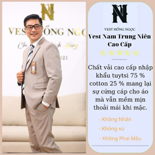 Vest Trung Niên Cao Cấp, Bộ Com Lê Trung Niên Hồng Ngọc Chất Liệu Vải Nhập Khẩu