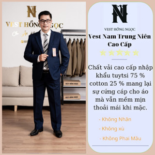 Bộ Vest Trung Niên Nam Cao Cấp, Vest Nam Hồng Ngọc Chất Liệu Tuýt Si Nhập Khẩu