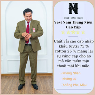 Veston Nam Trung Niên, Bộ Vest Hồng Ngọc Chất Liệu Cao Cấp Đường May Tỉ Mỉ
