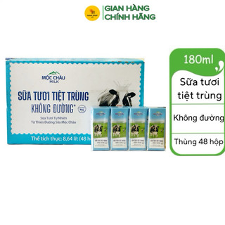 Sữa tươi tiệt trùng không đường Mộc Châu Milk thùng 48 hộp 180ml (48x180ml)