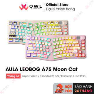  Bàn phím cơ AULA LEOBOG A75 Moon Cat  Hàng chính hãng  