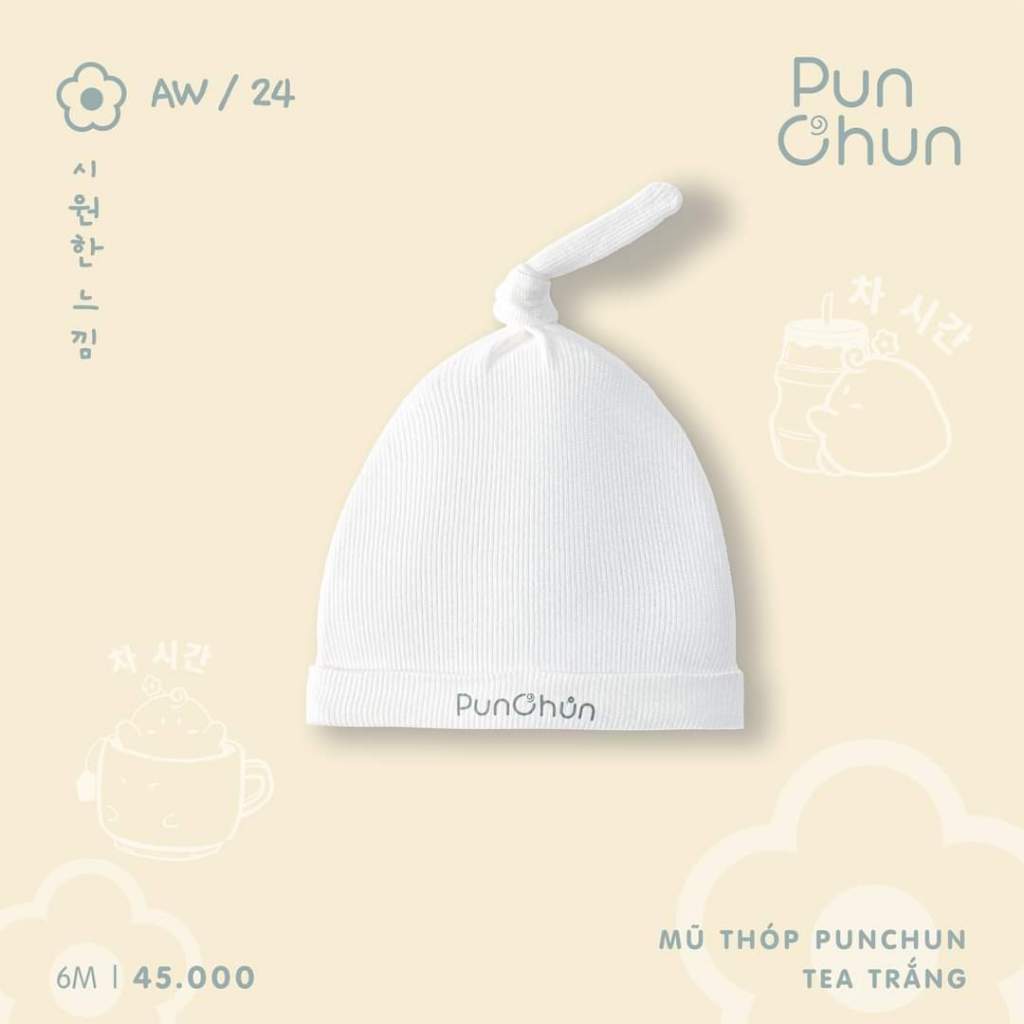 [PUNCHUN SƠ SINH] Mũ thóp cho bé sơ sinh Tea Punchun