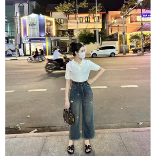 Quần Jean xuông rách nấm lùn 90cm Quảng Châu D2527