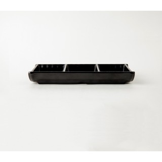 Chén chấm 3 ngăn nhựa melamine nhám đen Fataco (C123N)