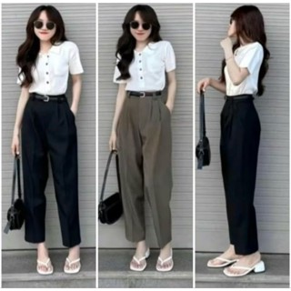 Quần Tây dáng Baggy Nữ Ngọc Anh Chất vải Gol Lưng Cạp Cao, Quần Công Sở Đi Học Đi Làm Form Chuẩn Tôn Dáng - MÃ 118