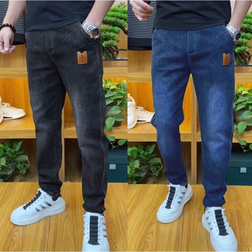 Quần jean nam ống đứng MIXJEAN, quần bò nam cạp cao quần bò trung niên co giãn 2 màu xanh đen