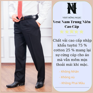 Quần Âu Nam Dáng Xuông Công Sở, Quần Tây Trung Niên Cao Cấp Hồng Ngọc