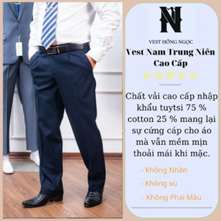 Quần Tây Nam Trung Tuổi, Quần Âu Trung Niên Hồng Ngọc Chất Liệu Vải Nhập Khẩu Cao Cấp Phom Dáng Lịch Sự Sang Trọng