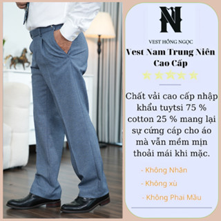 Quần Âu Nam Trung Niên Hồng Ngọc, Quần Tây Công Sở Ống Đứng Vải Nhập Khẩu Cao Cấp