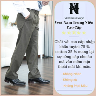 Quần Âu Trung Niên Công Sở Sang Trọng Lịch Sự, Quần Vải Tuýt Si Cao Cấp Hồng Ngọc