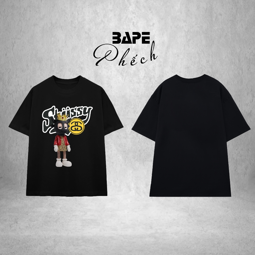 ÁO THUN STUSSY KING SS LINK FORM RỘNG NAM NỮ UNISEX VẢI COTTON HAI CHIỀU CAO CẤP - BAPE PHẾCH