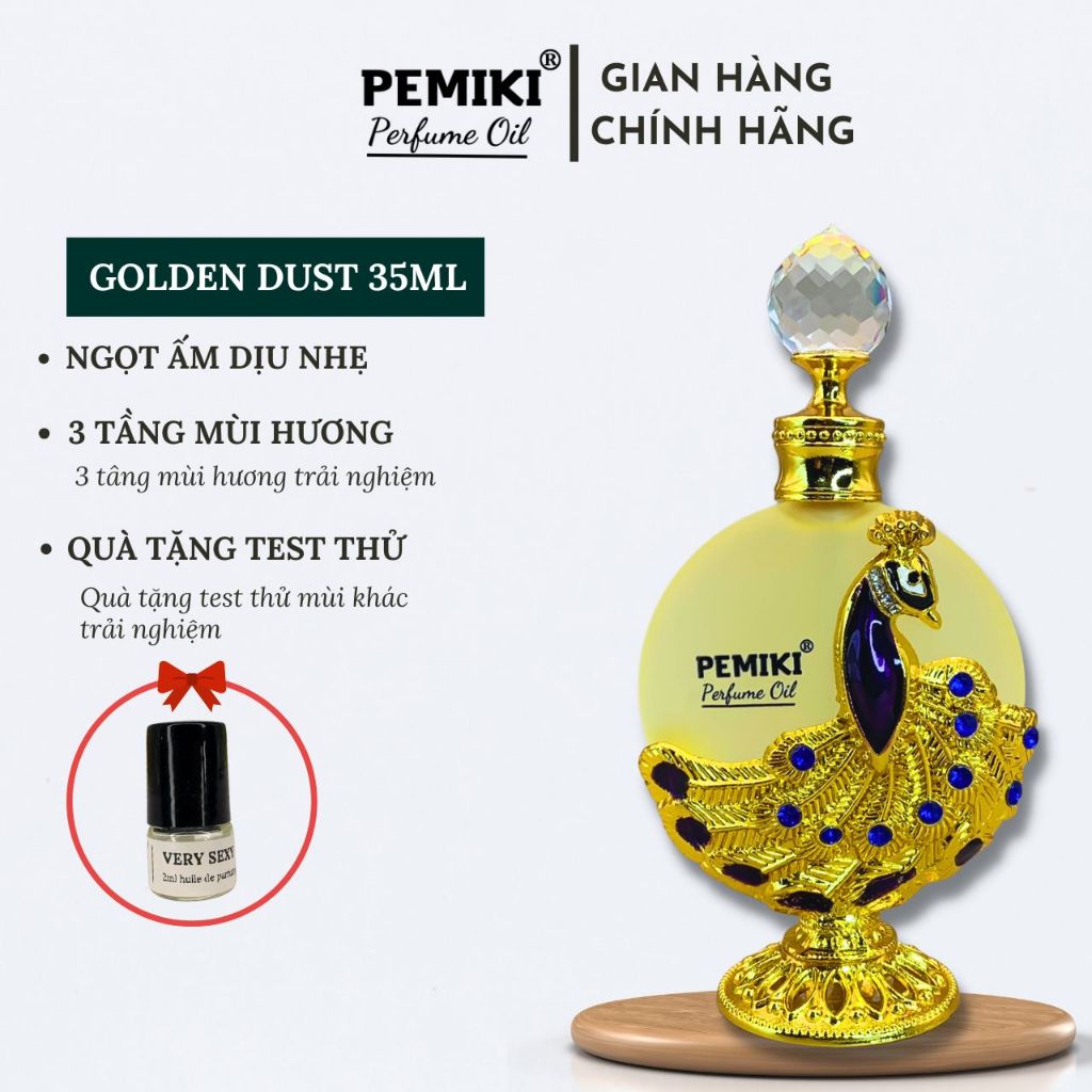 Tinh dầu nước hoa dubai nước hoa nữ PEMIKI Golden Dust công vàng 35ml ngọt ngào sang trọng nữ tính