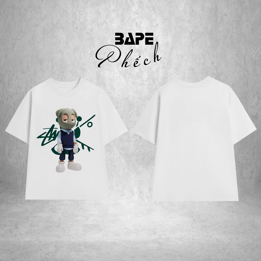 ÁO THUN STUSSY BROKEN FORM RỘNG NAM NỮ UNISEX VẢI COTTON HAI CHIỀU CAO CẤP - BAPE PHẾCH