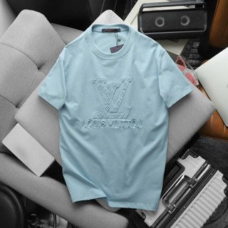 Áo Thun Trơn LOUIS VUITTON Cổ Tròn, Áo Phông Nam Chất Liệu Thun Cotton, In Nổi
