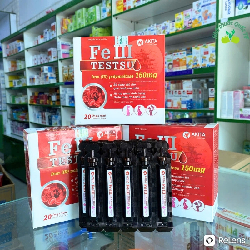 Ống uống Fe III TESTSU_Giúp bổ sung sắt và acid folic cho phụ nữ mang thai,trẻ em bị thiếu máu