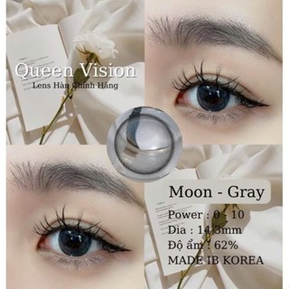 Dùng 12 Tháng lens màu xám Moon gray size vừa cận Từ 0 - 10.0 độ- Kính Áp Tròng Queen Vision Hàn Quốc