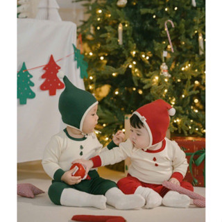 NOEL EMBES - Bộ Quần Áo Dài Tay EMBES Trơn Màu Phối Cây Thông Noel Cho Bé Trai Bé Gái Mặc NOEL