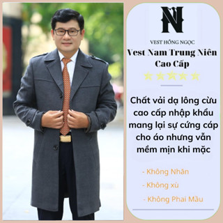 Áo Măng Tô Nam Cao Cấp Chất Liệu Vải Dạ Lông Cừu Nhập Khẩu, Áo Dạ Nam Trung Niên