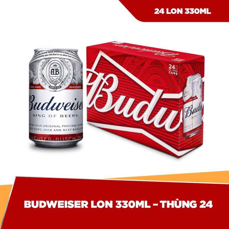 Thùng 24 Lon Bia Budweiser Chính Hãng (330ml/ lon) Date [03/2025]