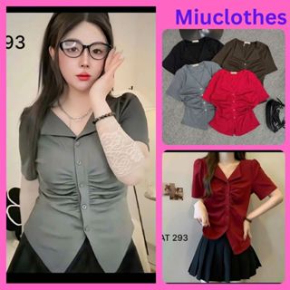 Áo Thun Nữ Cổ V Nhún Ngực Thời Trang Bigsize Tay Ngắn Nút Dính Chất Borip Xịn Ms 293. By Miuclothes
