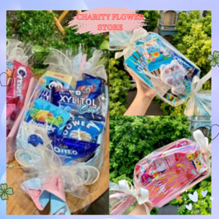 Vỏ kẹo khổng lồ đựng bánh kẹo làm quà tặng cho bé GỒM khay kẹo khổng lồ, nơ, giấy bọc bóng kính và đèn