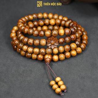 Vòng 108 hạt gỗ Bách xanh mix charm Hoa sen cỡ hạt 6mm, 8mm thơm ngọt cho nam và nữ | Thiên Mộc Bảo
