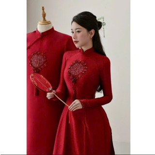 (Tặng mấn cặp) Áo dài cưới hiện đại, áo dài cô dâu chú rể, áo dài song hỷ may mắn, sang trọng