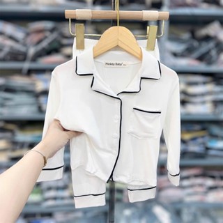 9-26kg Bộ Dài Trơn Minkey Baby Chất Thun Lạnh In Họa Tiết Hoạt Hình Dể Thương Cho Bé Trai -Bé Gái.Đồ Bộ Cho Bé Minky Mom