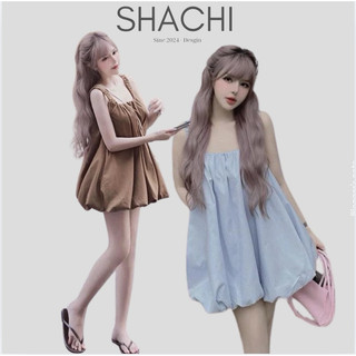 (kèm quần trong ) Váy bí hai dây dáng babydolll bồng xoè chất thô dày dặn  C17 SHACHI