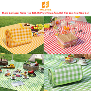 Thảm Dã Ngoại Picnic Hoạ Tiết, Thích Hợp Đi Du Lịch, Đi Phượt Chụp Ảnh, Bạt Trải Cắm Trại Gấp Gọn