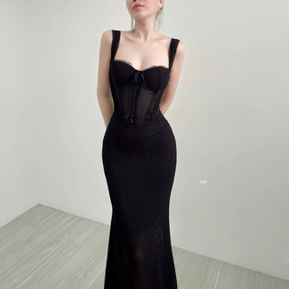 (HÀNG SẴN)Đầm maxi phối ren dáng đuôi cá
