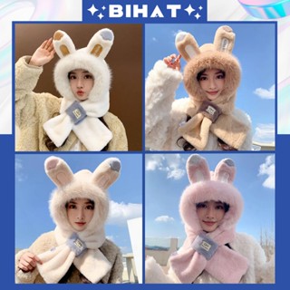 Mũ len, Mũ lông cừu thời trang tai thỏ, mũ len kèm khăn quàng cổ nam nữ đẹp dễ thương MU334