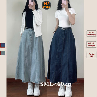 Chân váy jeans công sở dáng dài Chân Váy Bò midi phong cách Hàn quốc 247store official