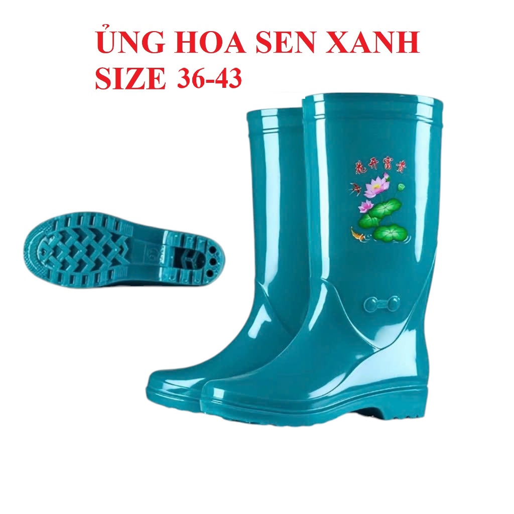[ĐẾ DÀY] Ủng lao động Hoa Sen màu xanh size 36-43, ủng lửng, ủng lội nước, ủng đi mưa