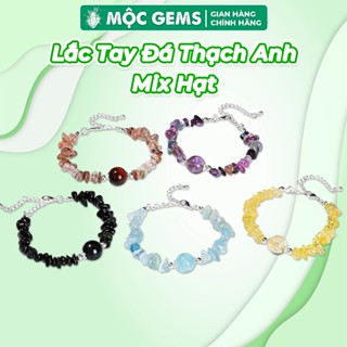 Lắc Tay Đá Vụn Thạch Anh Mix Hạt 12mm Mộc Gems Giúp Thu Hút May Mắn & Năng Lượng Tích Cực