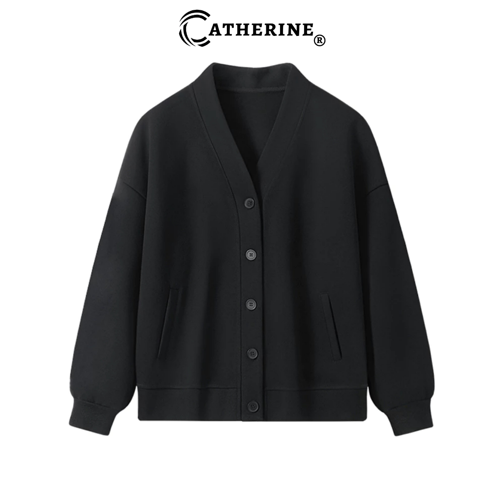 Áo Khoác Cardigan Nỉ 2 Da Local Brand Catherine /Trơn