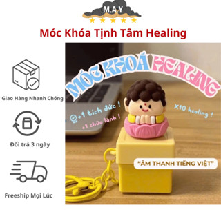 Móc Khóa Tịnh Tâm Bản Tiếng Việt, Móc Khoá Cute, Có Thể Thay Pin Tích Đức Có Đèn, Gõ Mõ Tụng Kinh, Giảm Stress Công Việc