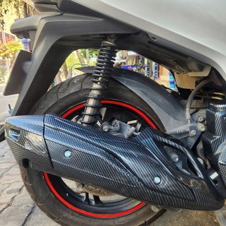 Ốp Pô, Chụp Đuôi Pô Gắn Sh 2017 - 2019 Hàng Artistar Chính Hãng- Ốp Pô Nhựa ABS Phủ Vân Carbon Bền Đẹp