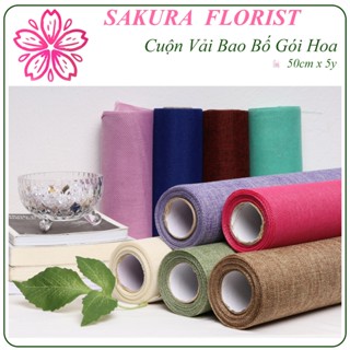 Vải Bao Bố Gói Hoa, Giấy Gói Hoa Lưới Thô Đũi Cuộn, Thảm Bố Gói Hoa, Phụ Kiện Gói Hoa, Giỏ Quà