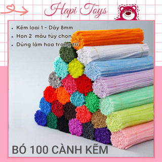  Dây kẽm nhung làm hoa màu pastel Dài 30cm Hapi Toys - Set 200 dây kẽm nhung hàng LOẠI 1 làm Hoa đồ trang trí handmade 