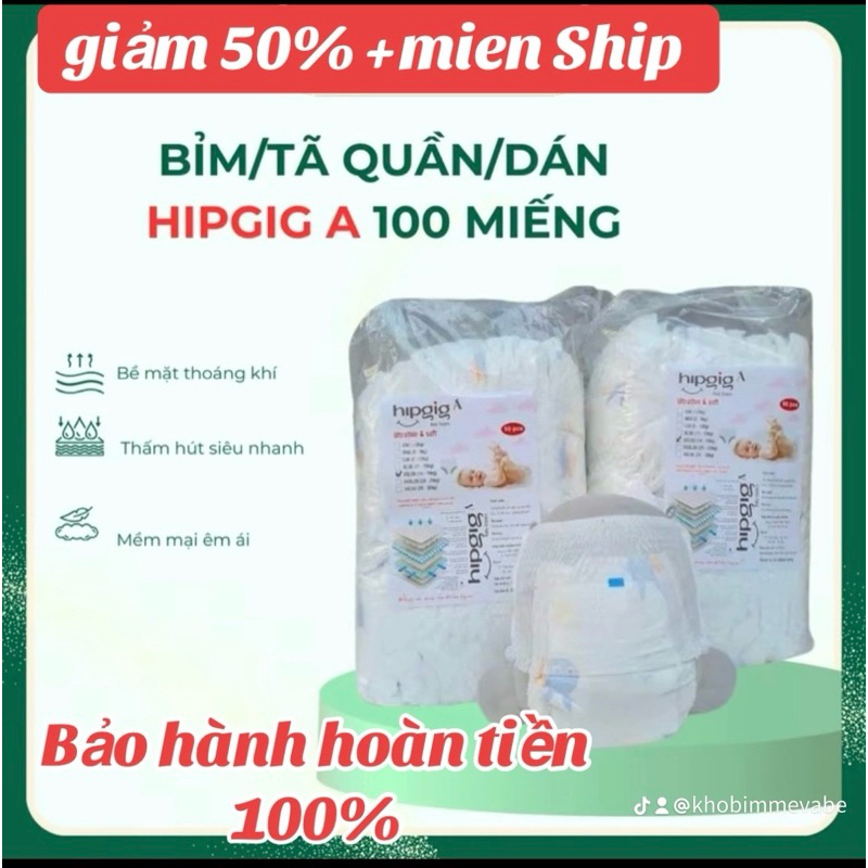 com bo 50 miếng -100 Chiếc Bỉm xuất Nhật HipBaby tã quần full size M/L/XL/XXL/XXXL