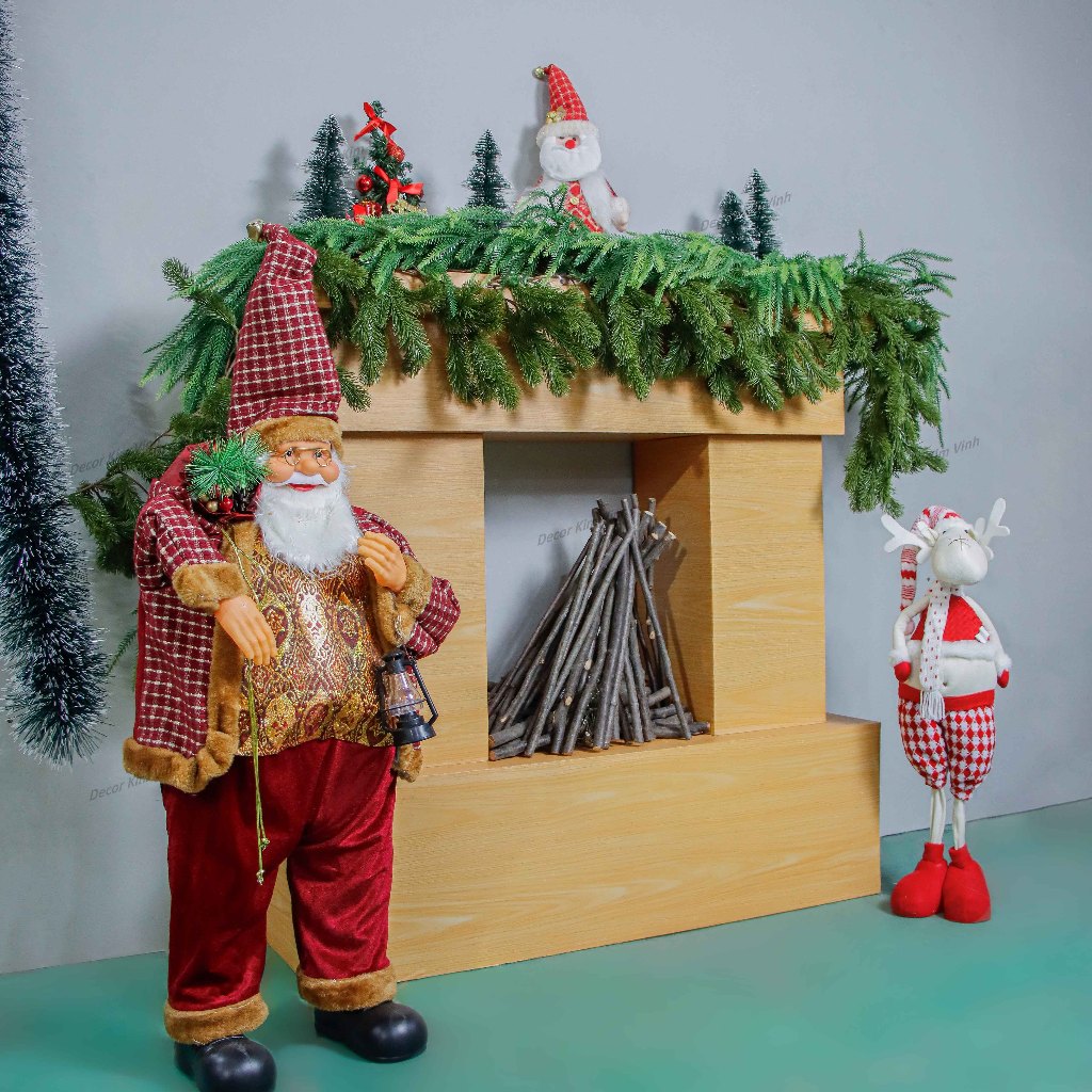 Mô Hình Kệ Lò Sưởi Cao 1 Mét Mẫu Hiện Đại Trang Trí Noel Giáng Sinh Ấm Cúng